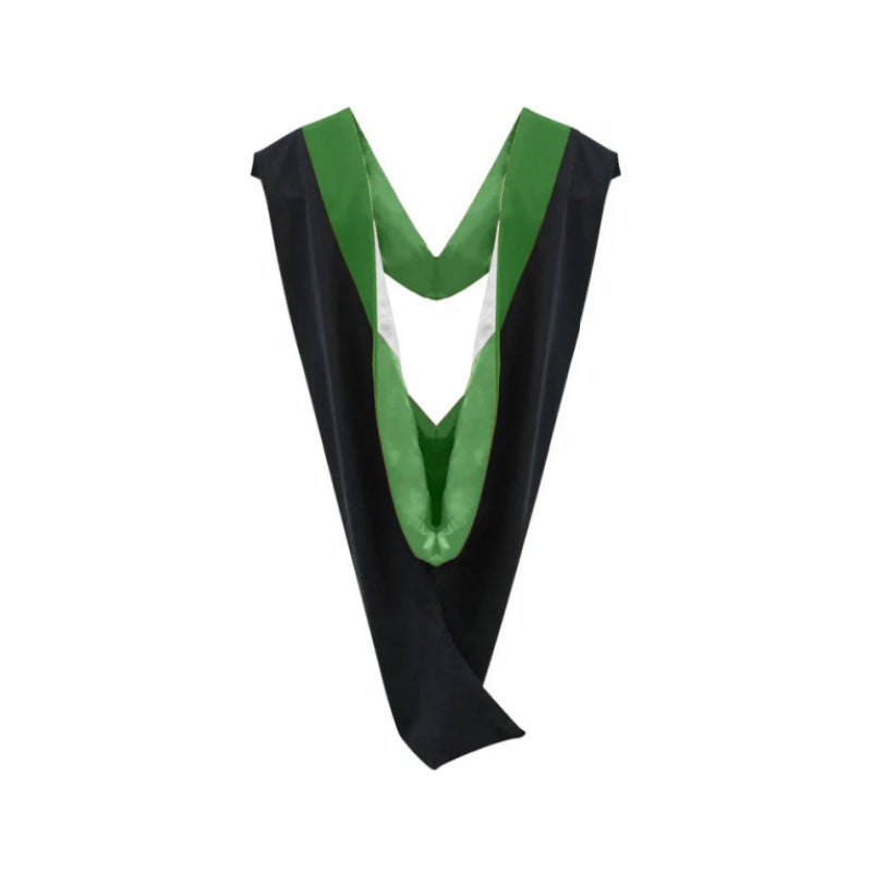 Deluxe Bachelors/Masters Hood - Kelly Green Velvet, Kelly Green & White