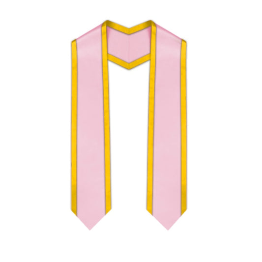 Pink Pointed Graduation Stole with Gold Trim