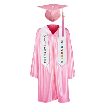 12 shiny Kindergarten/Preschool Graduation Set – Gown, Cap, Stole, Tassel