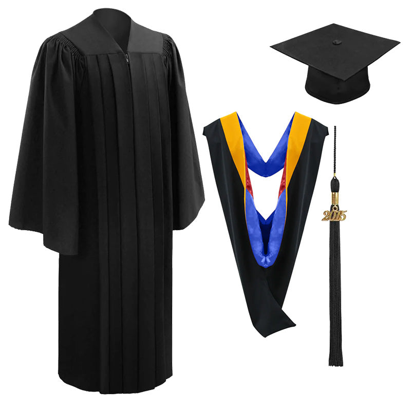 10 Deluxe Black Bachelors Cap, Gown & Hood Package