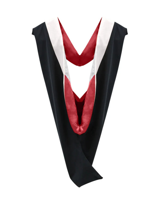 Deluxe Bachelors/Masters Hood - White Velvet, Red & White