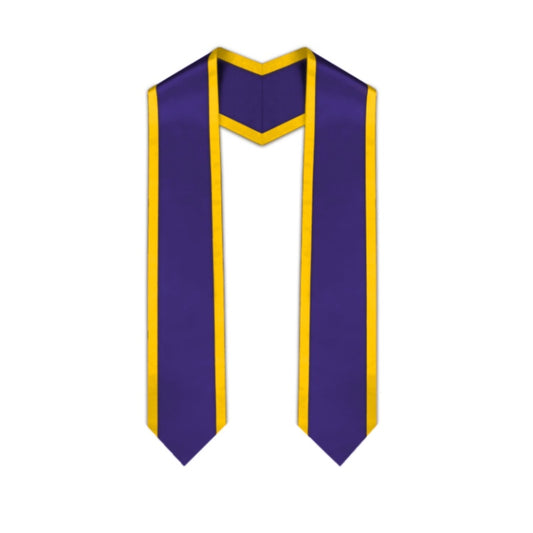 Purple Pointed Graduation Stole with Gold Trim