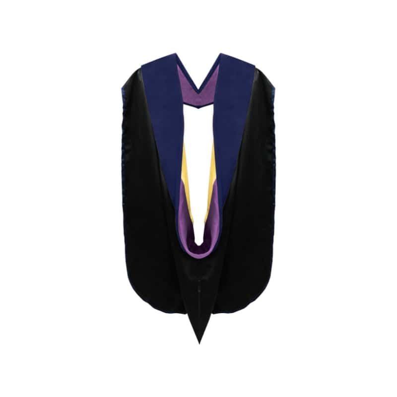 PhD Hood Dark Blue Velvet - Purple & Golden Yellow