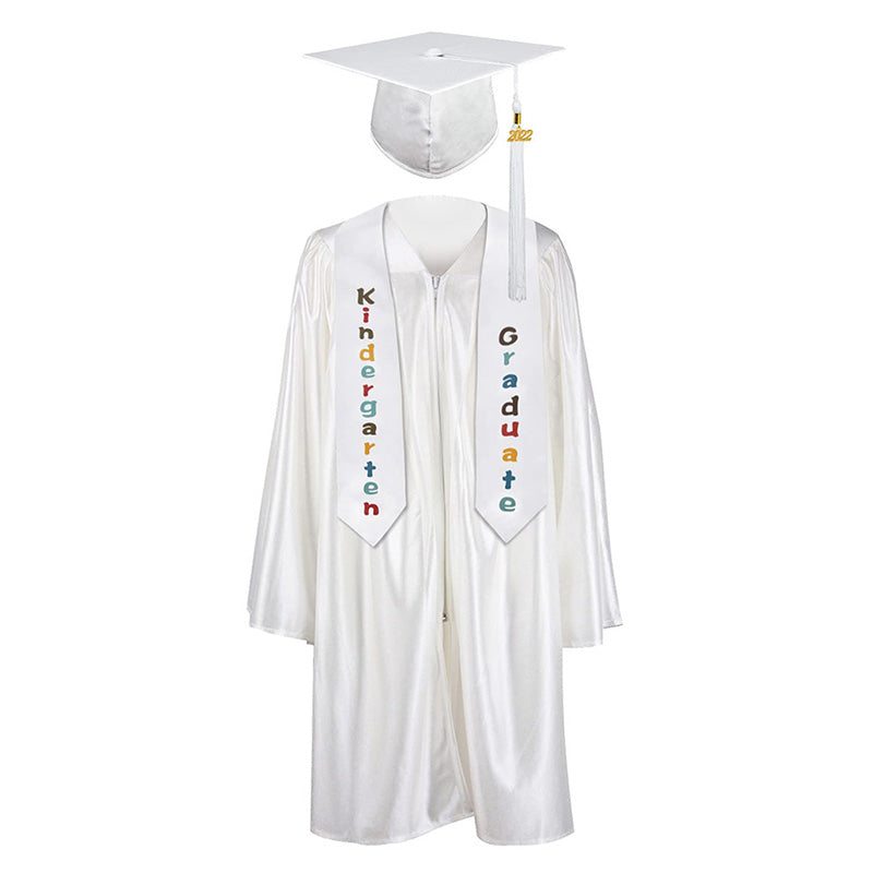 12 shiny Kindergarten/Preschool Graduation Set – Gown, Cap, Stole, Tassel