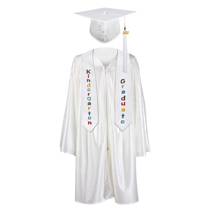 12 shiny Kindergarten/Preschool Graduation Set – Gown, Cap, Stole, Tassel