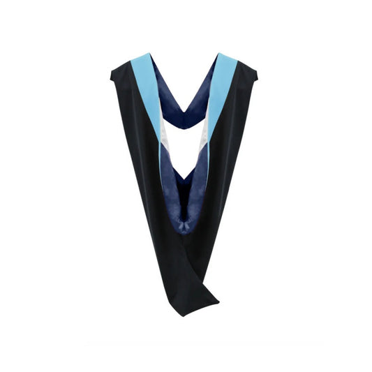 Deluxe Bachelors/Masters Hood - Light Blue Velvet, Navy & White