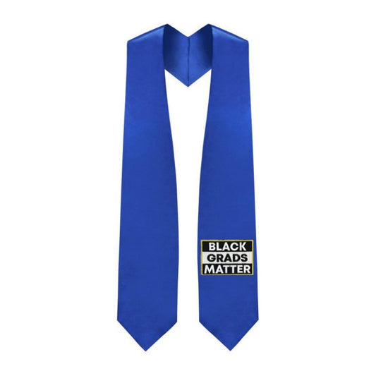 Royal Blue BLACK GRADS MATTER Graduation Stole