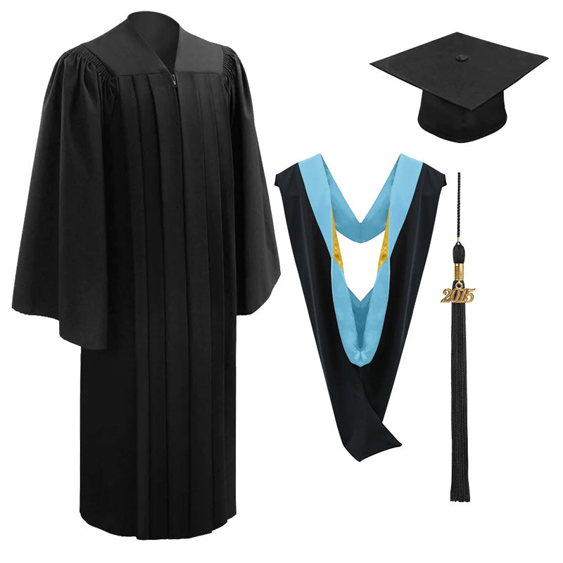 10 Deluxe Black Bachelors Cap, Gown & Hood Package