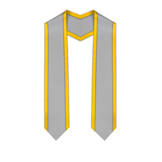 Silver Pointed Graduation Stole with Gold Trim