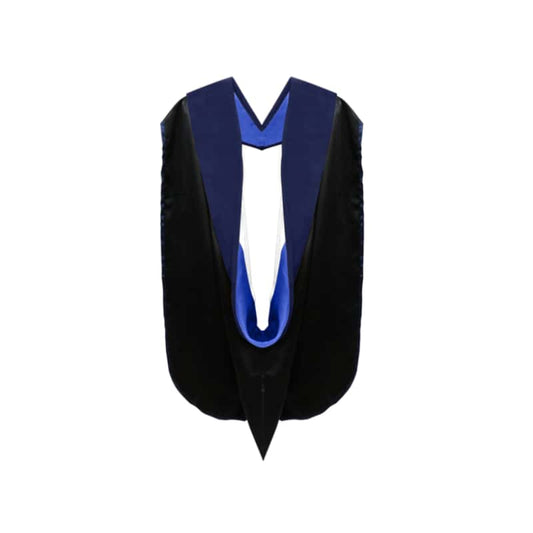 PhD Hood Dark Blue Velvet - Royal Blue & White