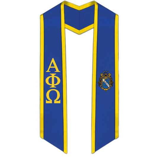 Alpha Phi Omega Trimmed Greek Lettered Stole with Crest