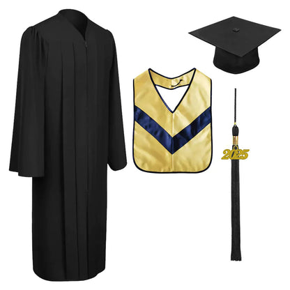 Matte Black Associates Cap, Gown & Hood Package