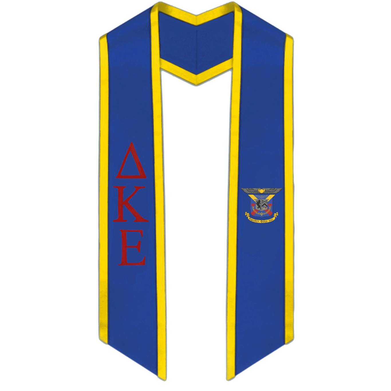 Delta Kappa Epsilon Trimmed Greek Lettered Graduation Stole w/ Crest