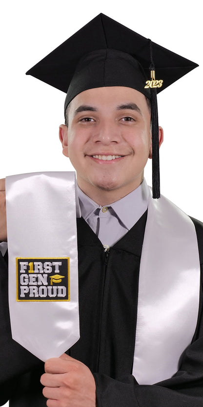 White First Gen Proud Graduation Stole