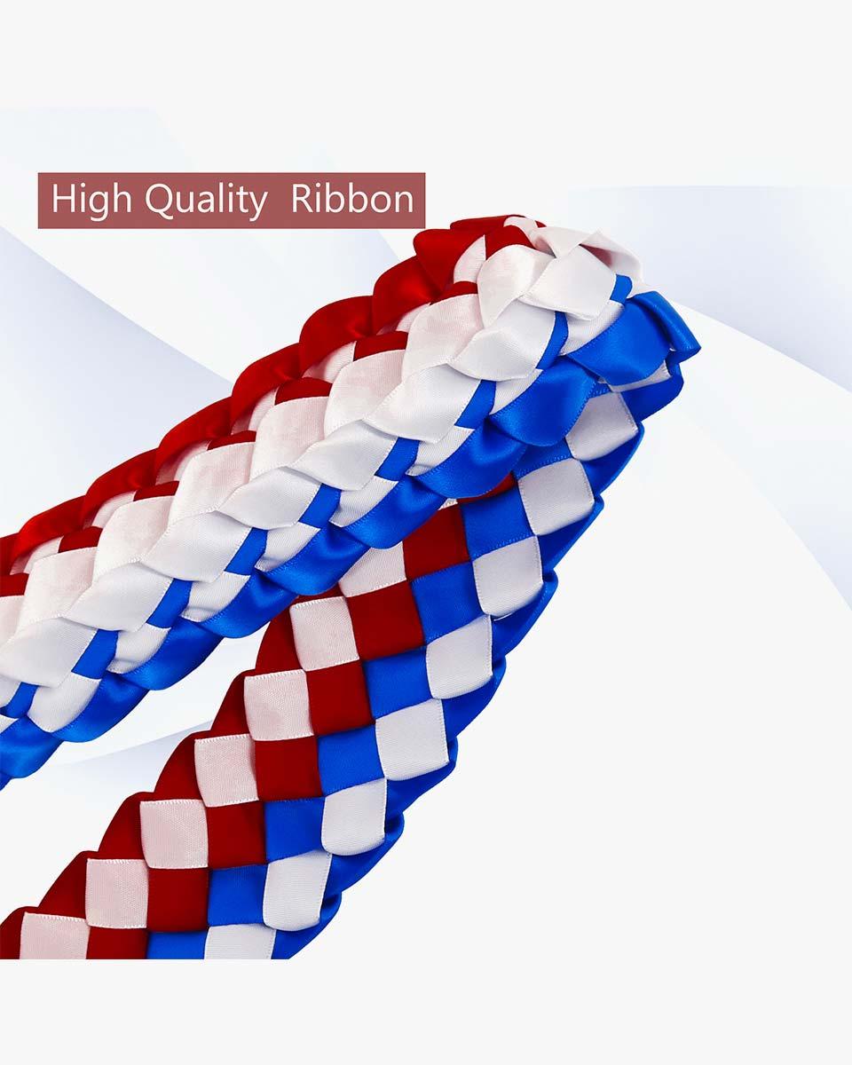 Graduation Leis with National Flag Color Ribbon Lei Braided Necklace - Graduation Seller