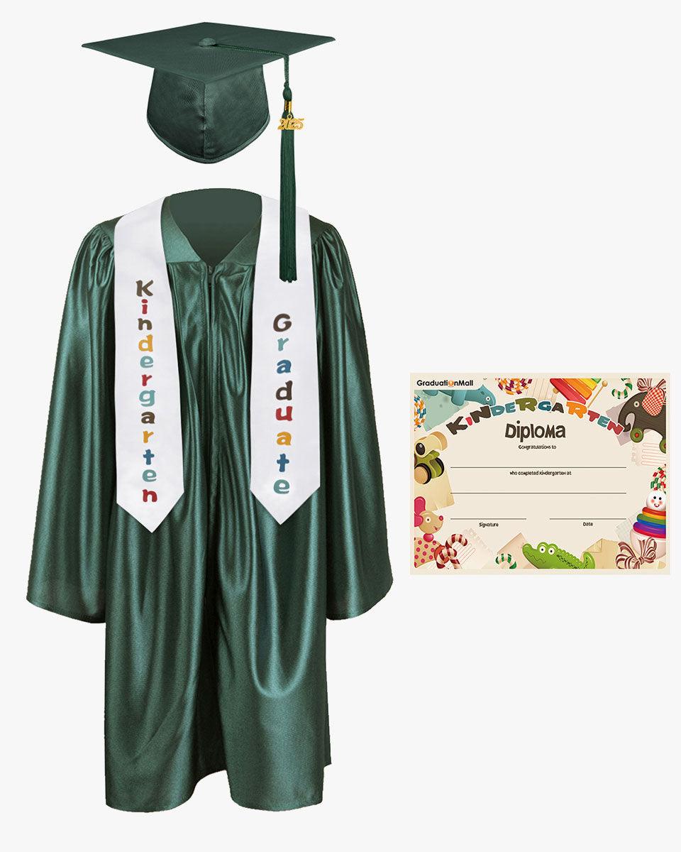 Shiny Kindergarten Graduation Cap, Gown, Stole & Diploma Package - Graduation Seller