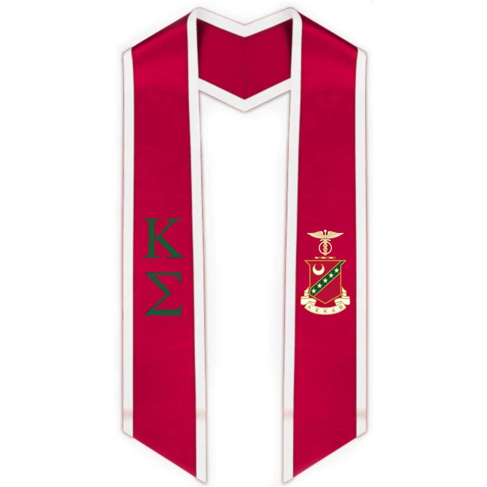 Kappa Sigma Trimmed Greek Lettered Graduation Stole w/ Crest