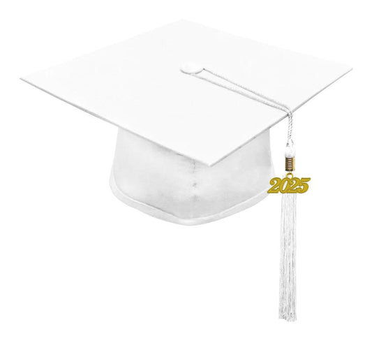 Matte White Elementary Cap & Tassel - Graduation Seller