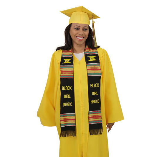 Black Girl Magic Graduation Kente Stole, Handwoven Kente Sash Cloth