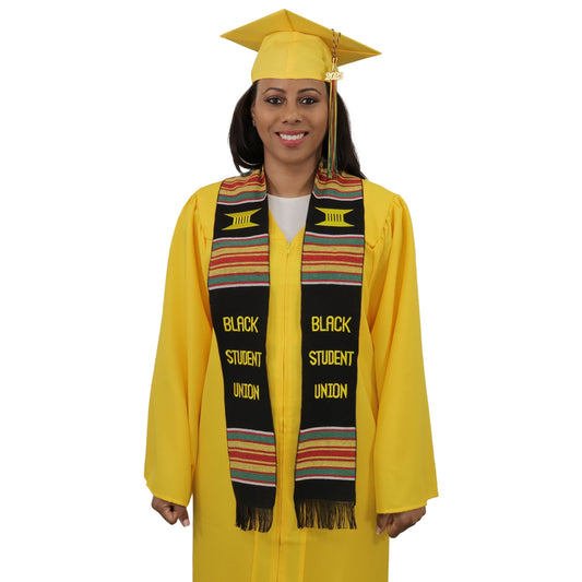 Black Student Union Graduation Kente Stole, Handwoven Kente Sash Cloth