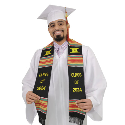 Class of 2024 Graduation Kente Stole, Handwoven Kente Sash Cloth