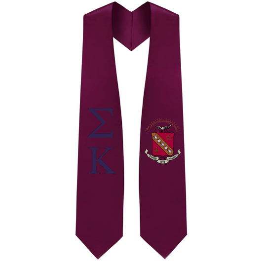 Sigma Kappa Greek Lettered Graduation Stole W/ Crest