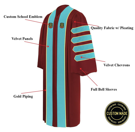 Custom Deluxe Doctoral Gown – Personalized with Your School Crest