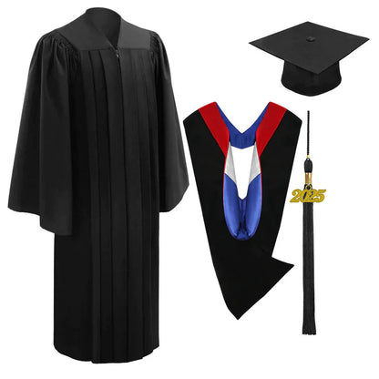 Deluxe Black Bachelors Cap, Gown & Hood Package-Custom Personalization