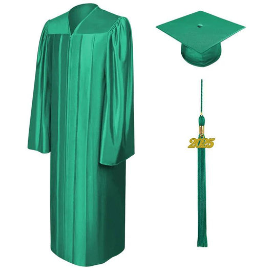 Shiny Emerald Green Bachelors Cap & Gown - Graduation Seller