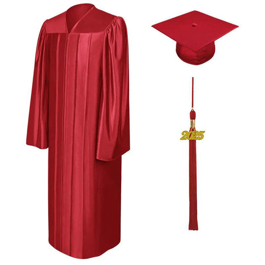 Shiny Red Bachelors Cap & Gown - Graduation Seller