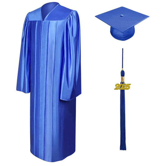 Shiny Royal Blue Bachelors Academic Cap & Gown - Graduation Seller